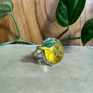 NATALIYA V COLLISTER CITRINE AND ENAMEL LEMON COCKTAIL RING